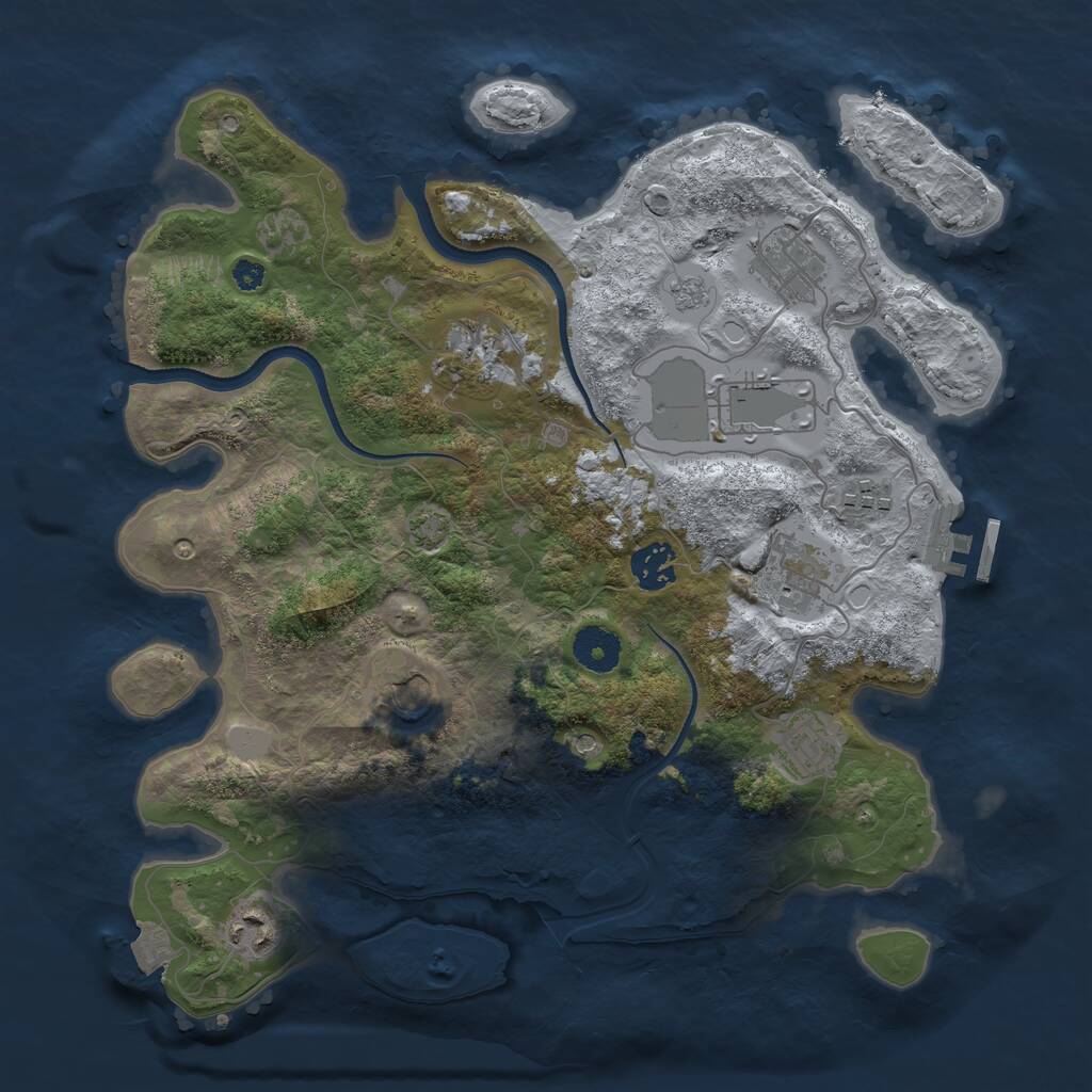 Rust Map: Procedural Map, Size: 3500, Seed: 885574, 14 Monuments