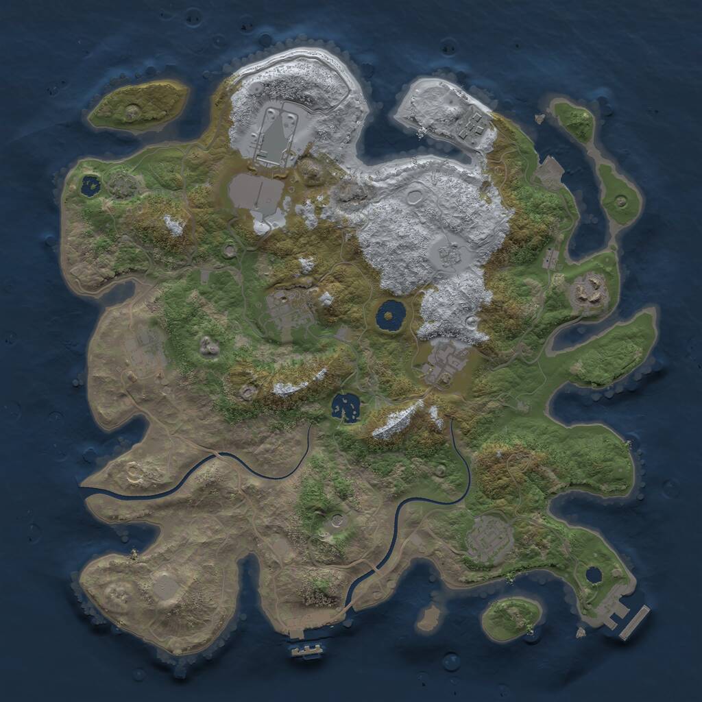 Rust Map: Procedural Map, Size: 3500, Seed: 1729884281, 14 Monuments