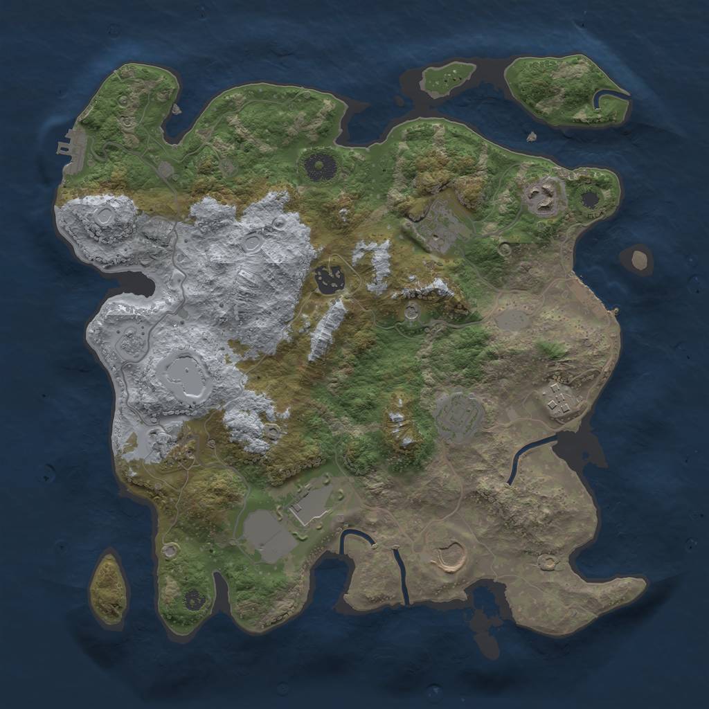 Rust Map: Procedural Map, Size: 3500, Seed: 103839191, 17 Monuments
