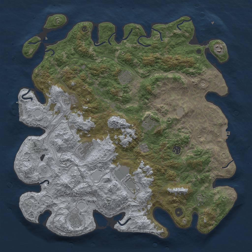 Rust Map: Procedural Map, Size: 4500, Seed: 896406296, 19 Monuments