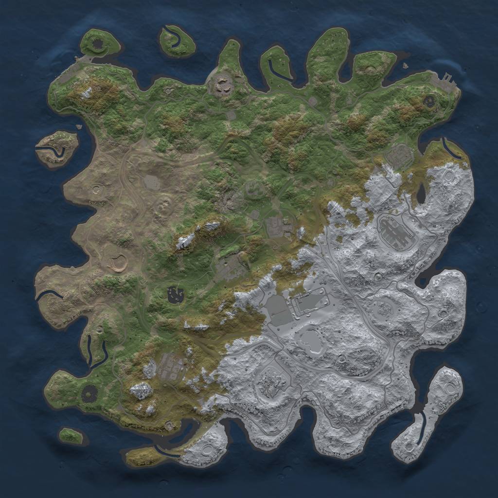 Rust Map: Procedural Map, Size: 4250, Seed: 556089228, 19 Monuments