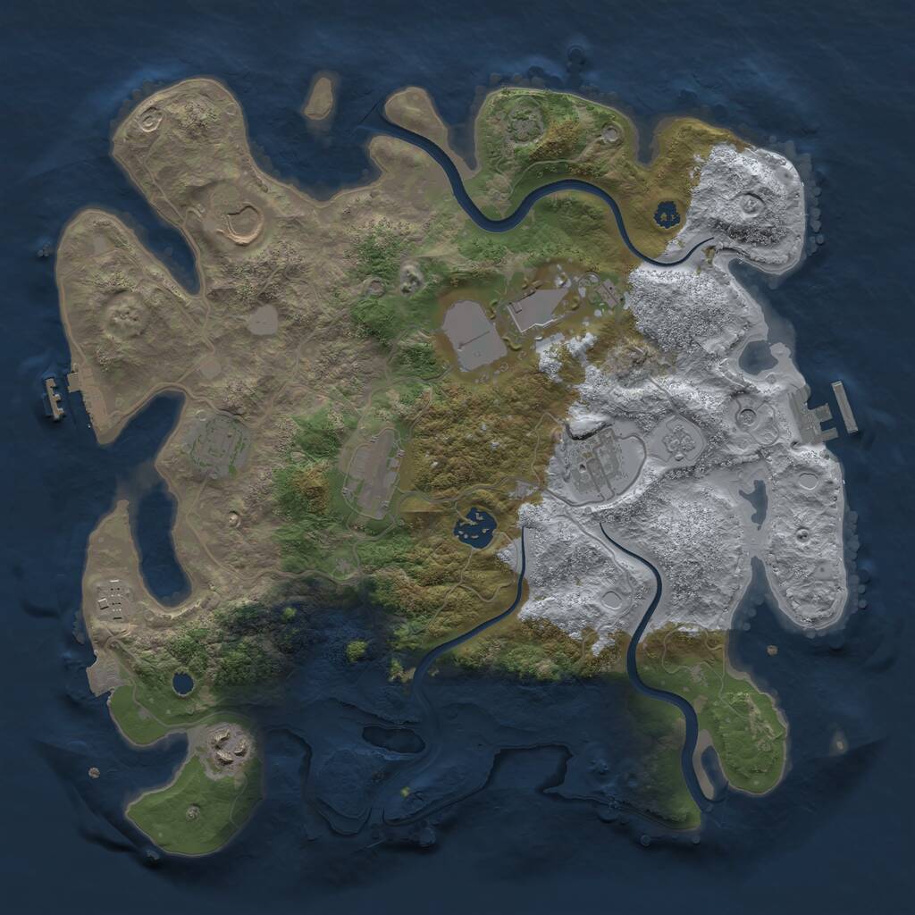Rust Map: Procedural Map, Size: 3500, Seed: 201698370, 14 Monuments