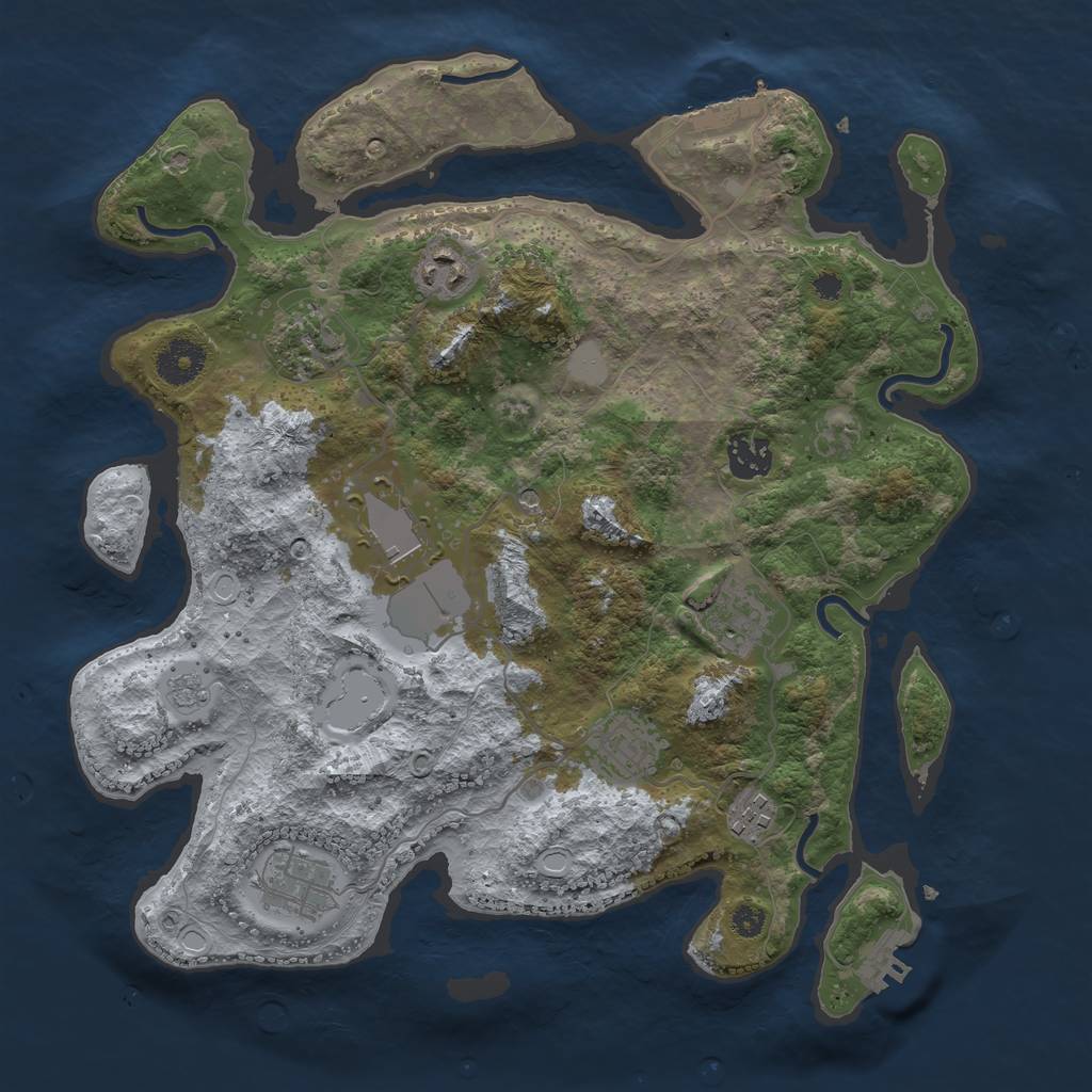 Rust Map: Procedural Map, Size: 3500, Seed: 28103, 17 Monuments