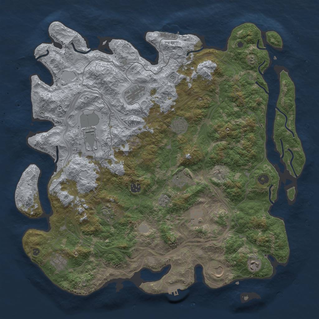 Rust Map: Procedural Map, Size: 4500, Seed: 2088372793, 20 Monuments