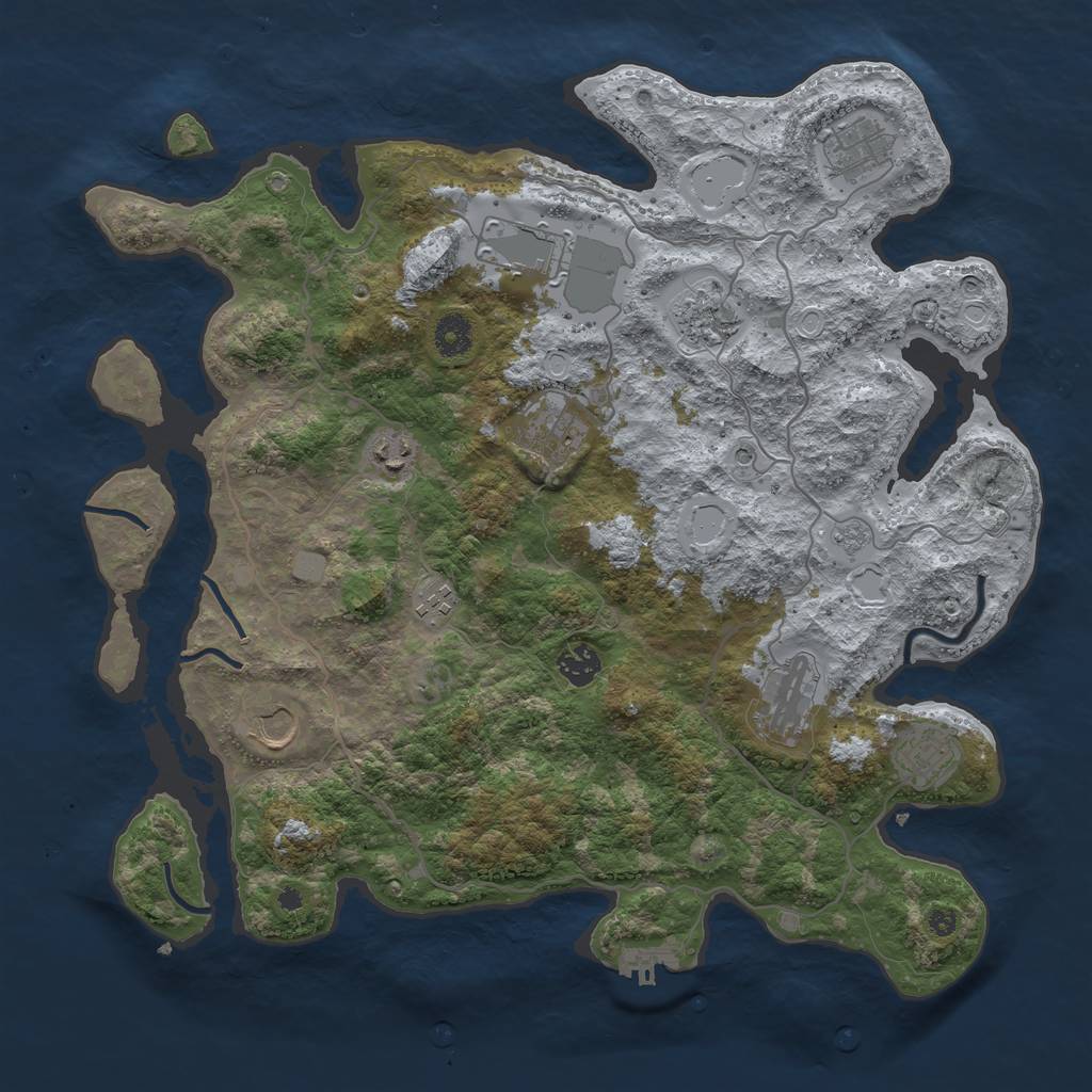 Rust Map: Procedural Map, Size: 4000, Seed: 746258787, 18 Monuments