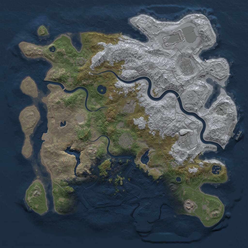 Rust Map: Procedural Map, Size: 4000, Seed: 746258787, 14 Monuments