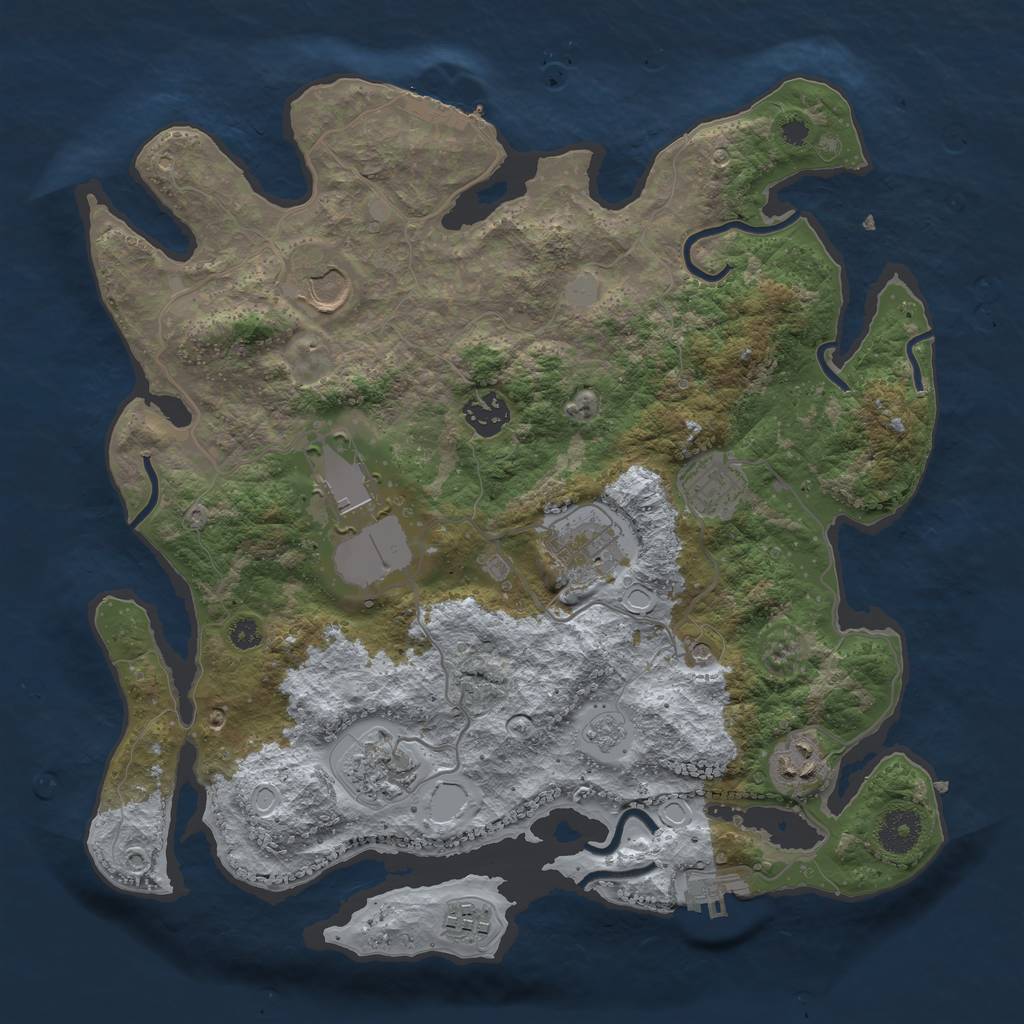 Rust Map: Procedural Map, Size: 3500, Seed: 17046499, 15 Monuments