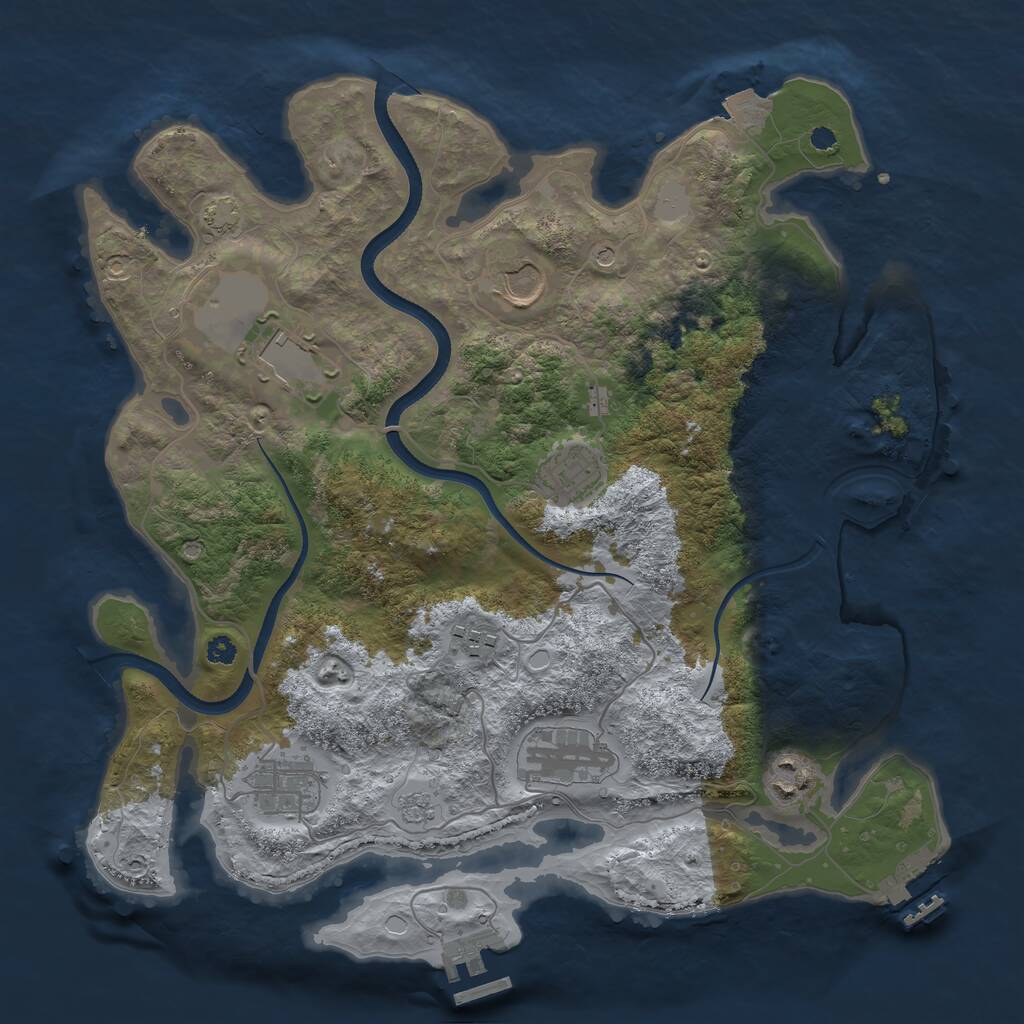 Rust Map: Procedural Map, Size: 3500, Seed: 17046499, 13 Monuments