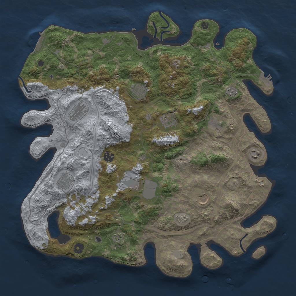 Rust Map: Procedural Map, Size: 4250, Seed: 404954744, 17 Monuments