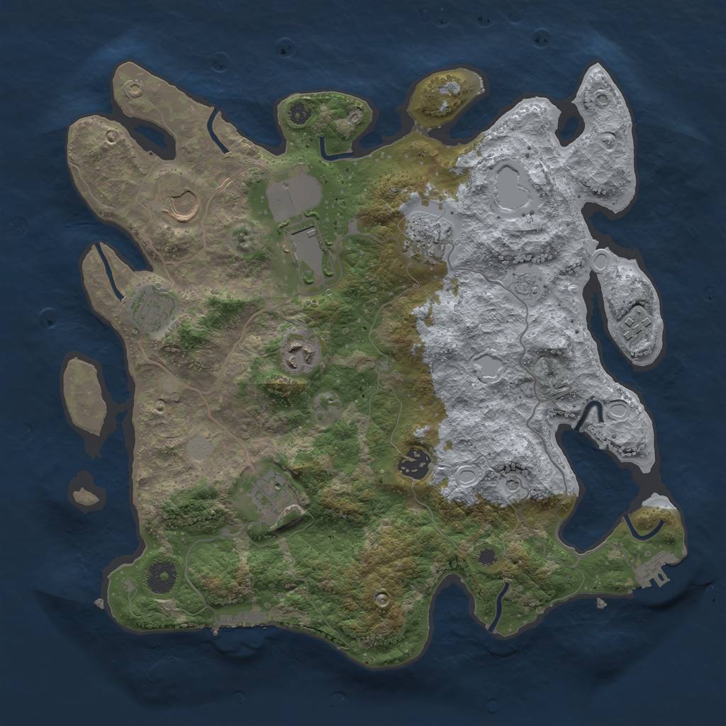 Rust Map: Procedural Map, Size: 3500, Seed: 305739780, 15 Monuments