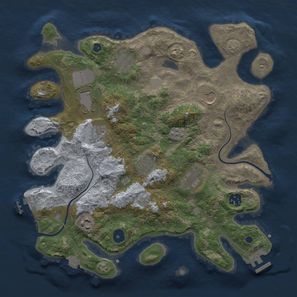 Rust Map: Procedural Map, Size: 3500, Seed: 1122925018, 14 Monuments