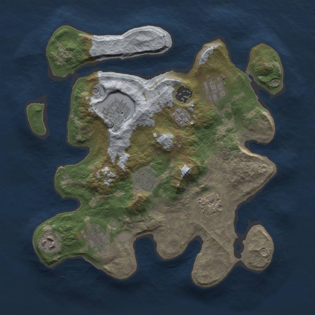 Rust Map: Barren, Size: 3000, Seed: 23791, 11 Monuments