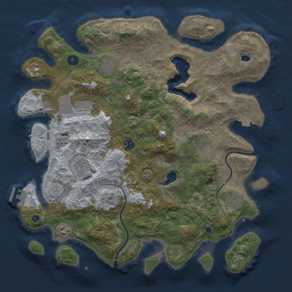 Rust Map: Procedural Map, Size: 4000, Seed: 532960334, 13 Monuments