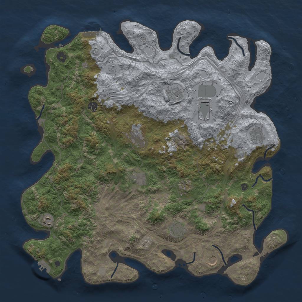 Rust Map: Procedural Map, Size: 4500, Seed: 985731834, 20 Monuments