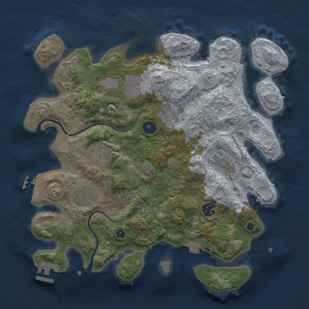 Rust Map: Procedural Map, Size: 3500, Seed: 1114858204, 12 Monuments