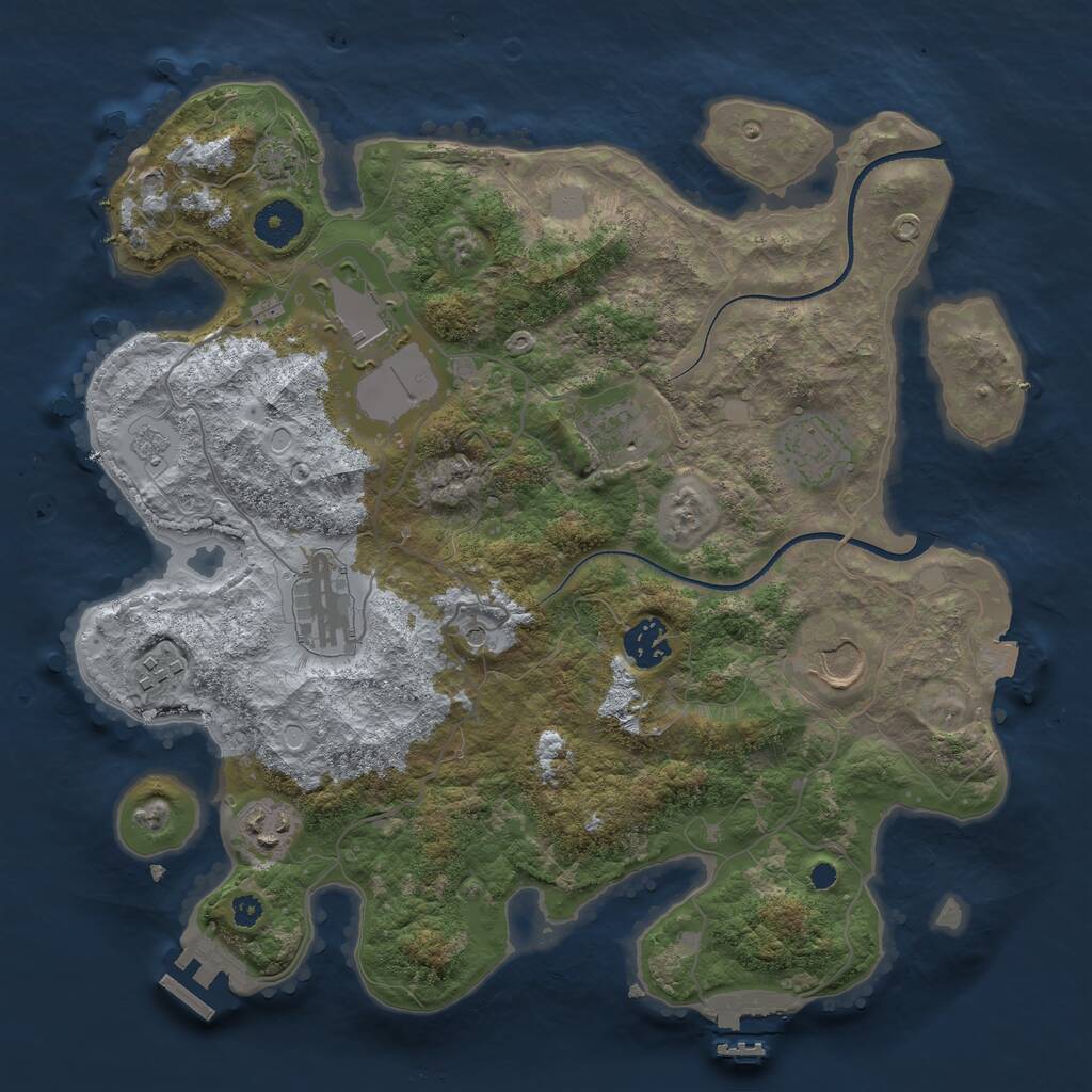 Rust Map: Procedural Map, Size: 3500, Seed: 18122937, 14 Monuments