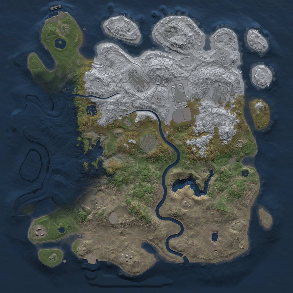 Rust Map: Procedural Map, Size: 4000, Seed: 2053627556, 14 Monuments