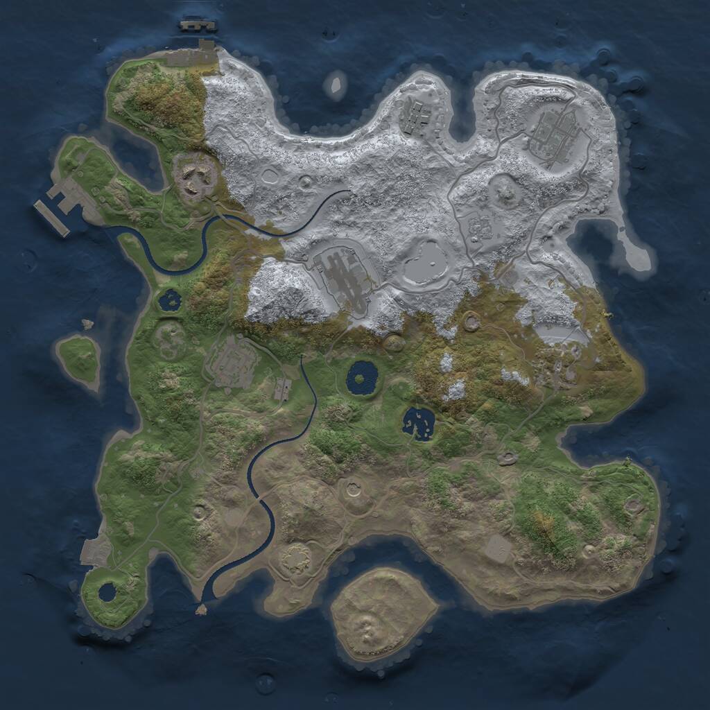 Rust Map: Procedural Map, Size: 3200, Seed: 1973783664, 13 Monuments