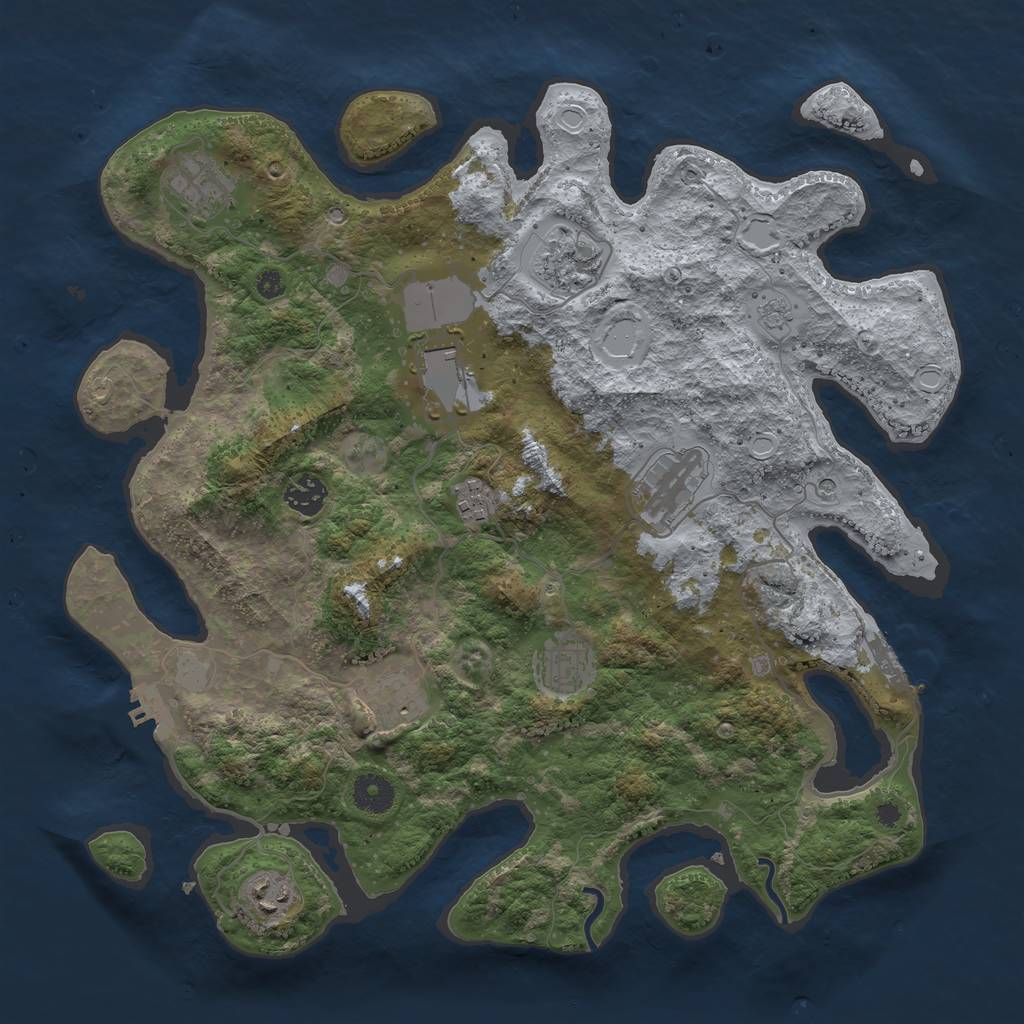 Rust Map: Procedural Map, Size: 3800, Seed: 46089351, 16 Monuments