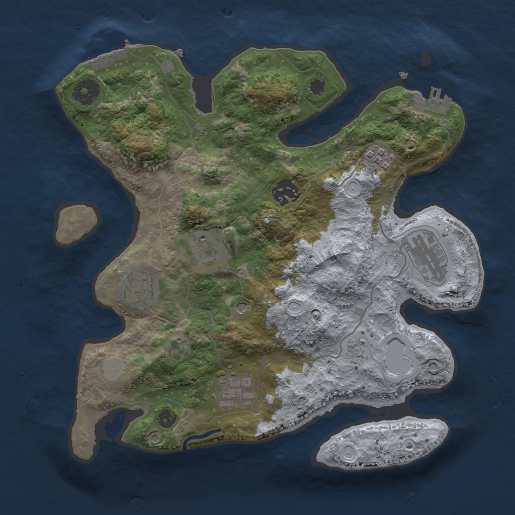 Rust Map: Procedural Map, Size: 3000, Seed: 15485, 13 Monuments