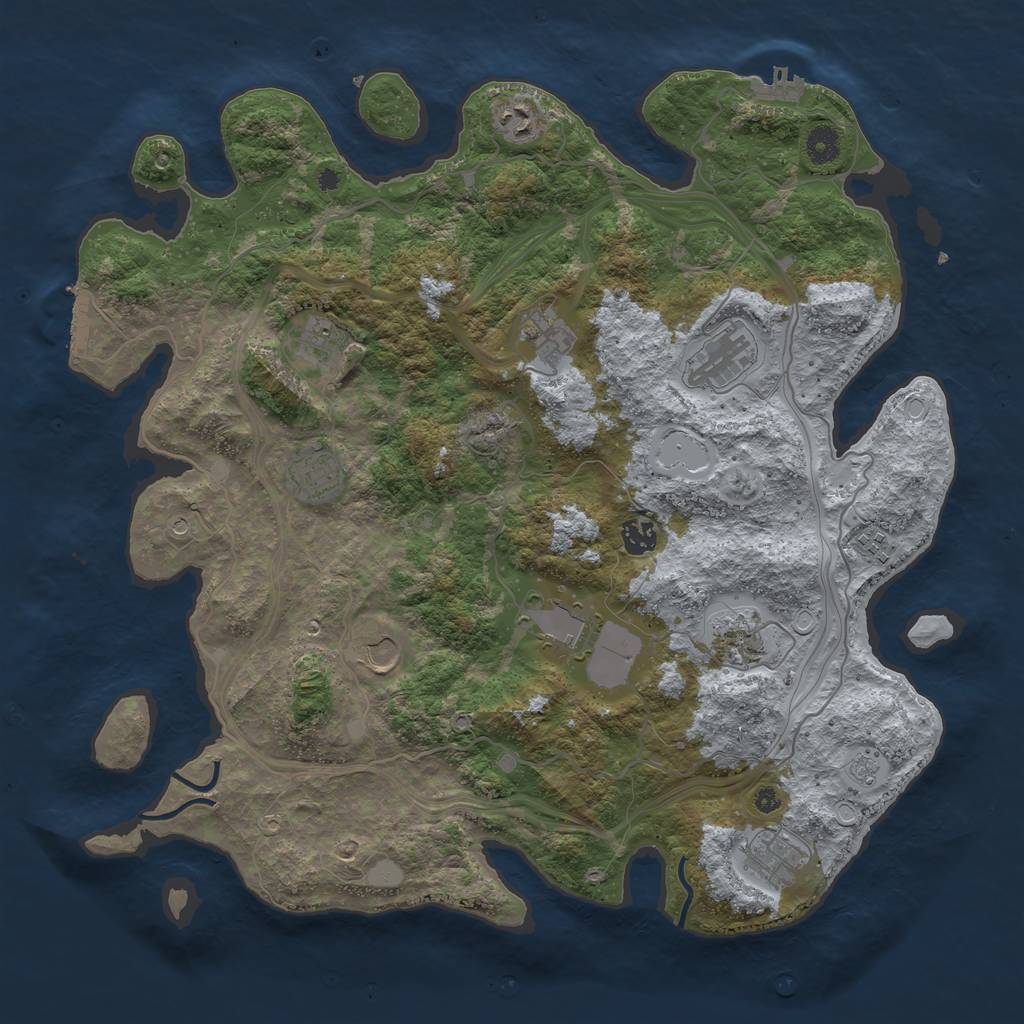 Rust Map: Procedural Map, Size: 4250, Seed: 1944268747, 20 Monuments