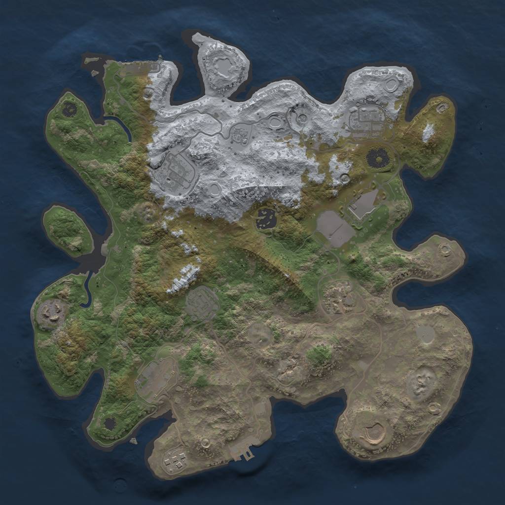 Rust Map: Procedural Map, Size: 3500, Seed: 610801899, 19 Monuments