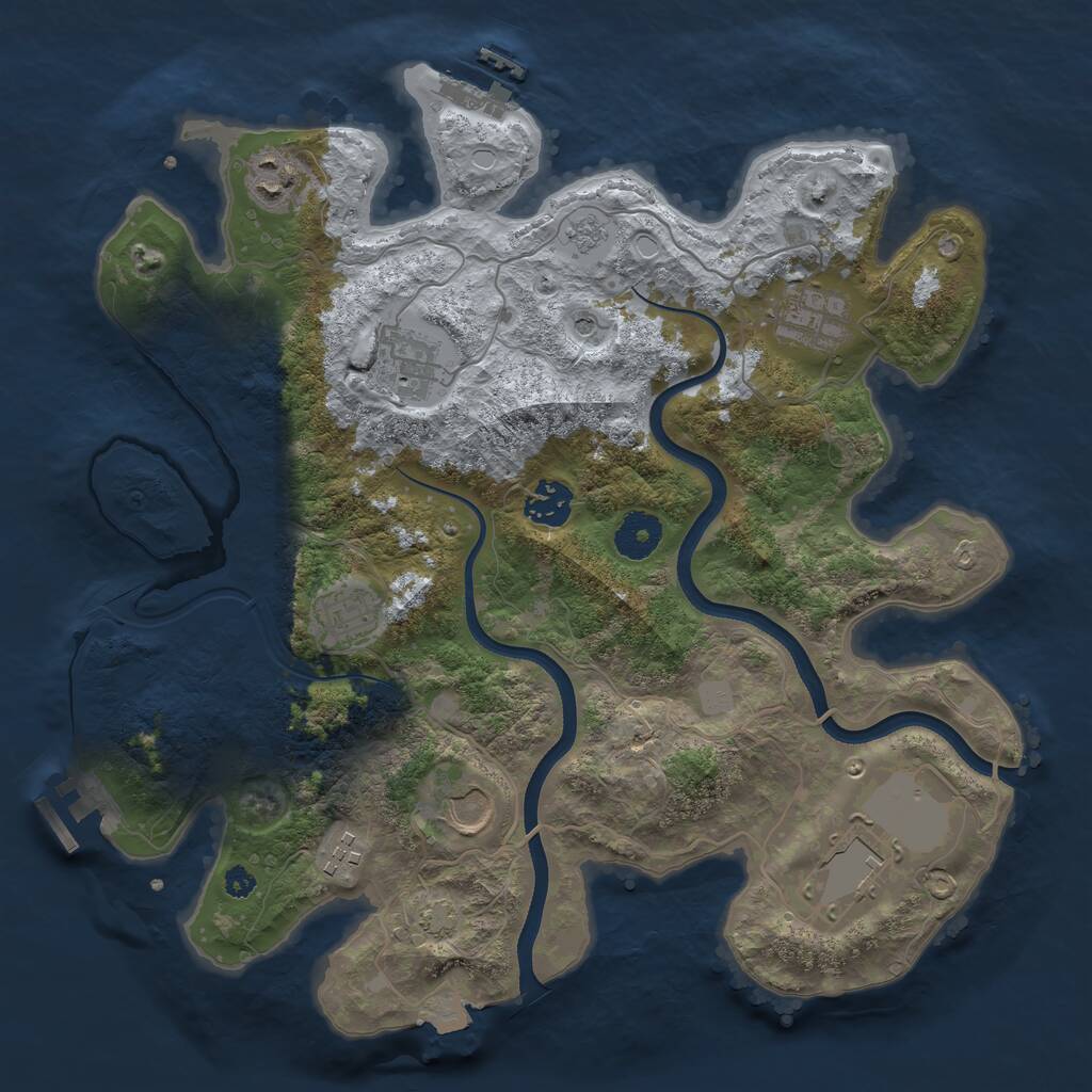 Rust Map: Procedural Map, Size: 3500, Seed: 610801899, 14 Monuments