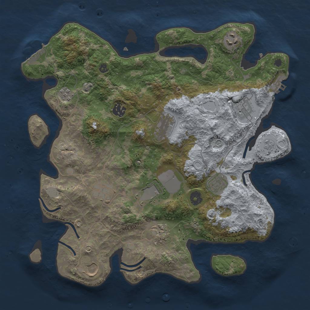 Rust Map: Procedural Map, Size: 3500, Seed: 615862178, 19 Monuments