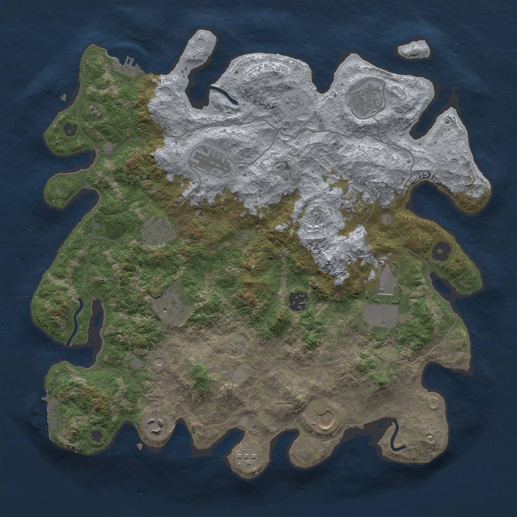 Rust Map: Procedural Map, Size: 4000, Seed: 2456, 19 Monuments