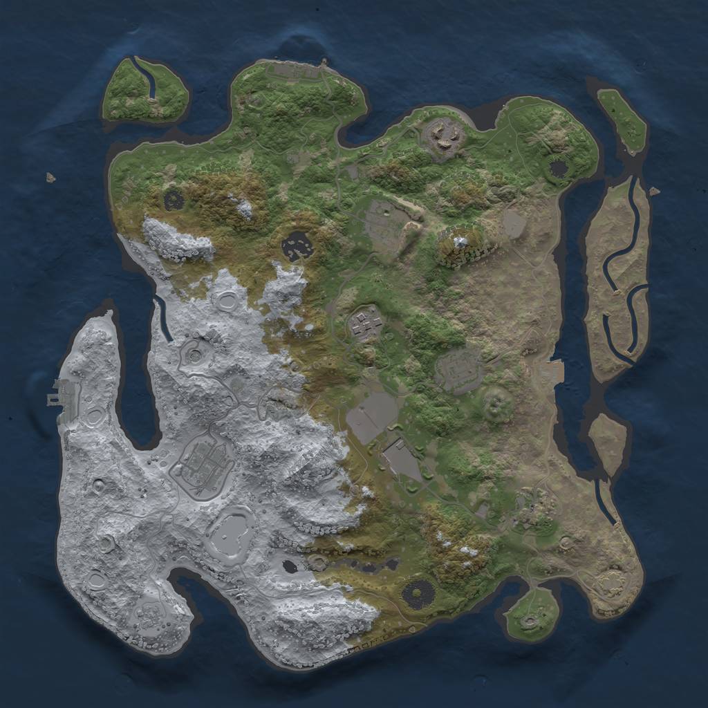 Rust Map: Procedural Map, Size: 3500, Seed: 769048769, 16 Monuments