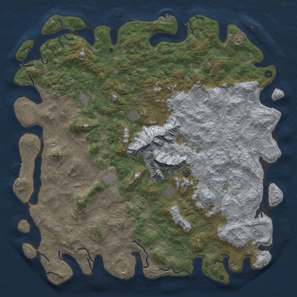 Rust Map: Procedural Map, Size: 6000, Seed: 1706359965, 20 Monuments