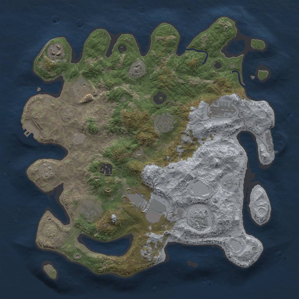 Rust Map: Procedural Map, Size: 3500, Seed: 12793, 17 Monuments
