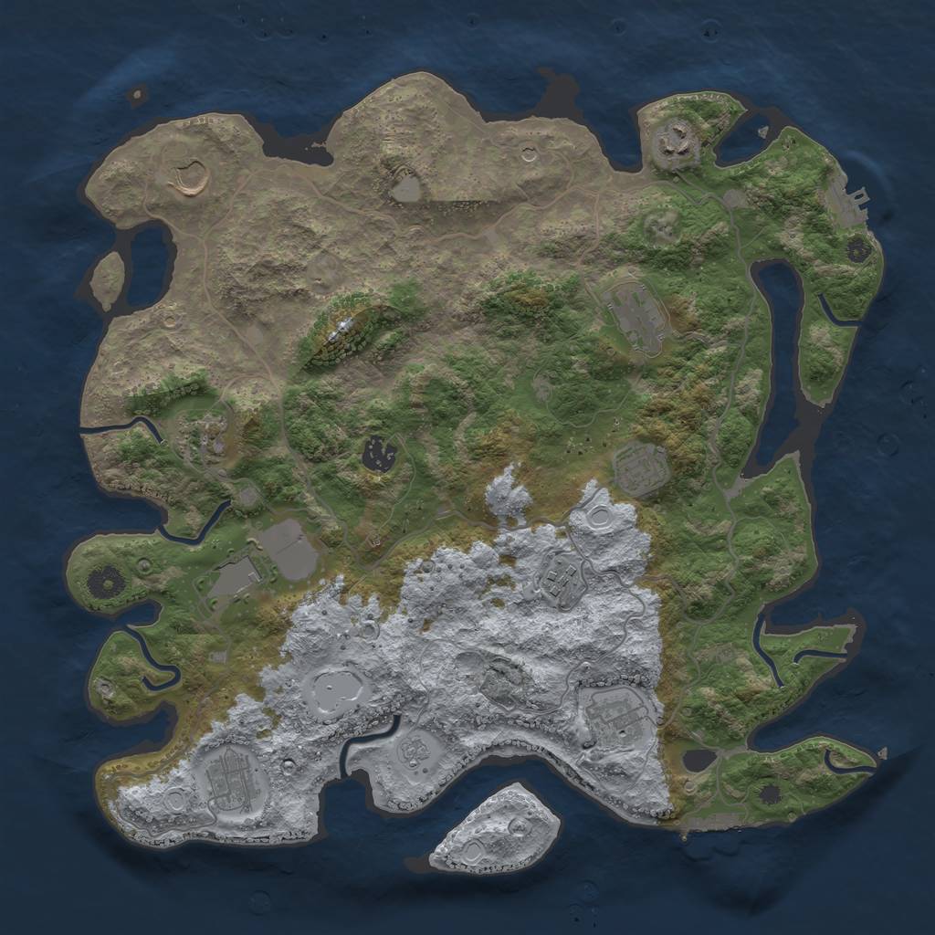 Rust Map: Procedural Map, Size: 4000, Seed: 650736030, 19 Monuments