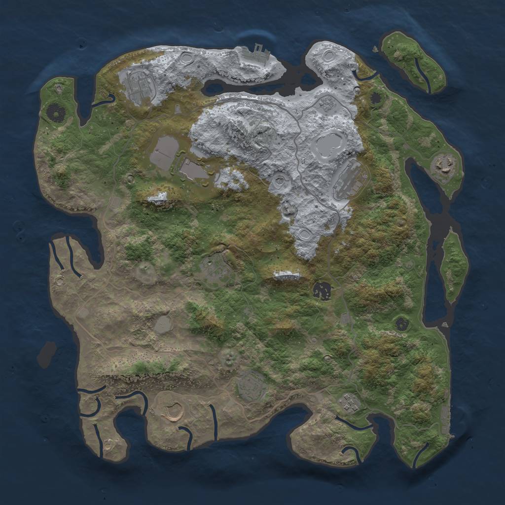 Rust Map: Procedural Map, Size: 4000, Seed: 990208, 16 Monuments