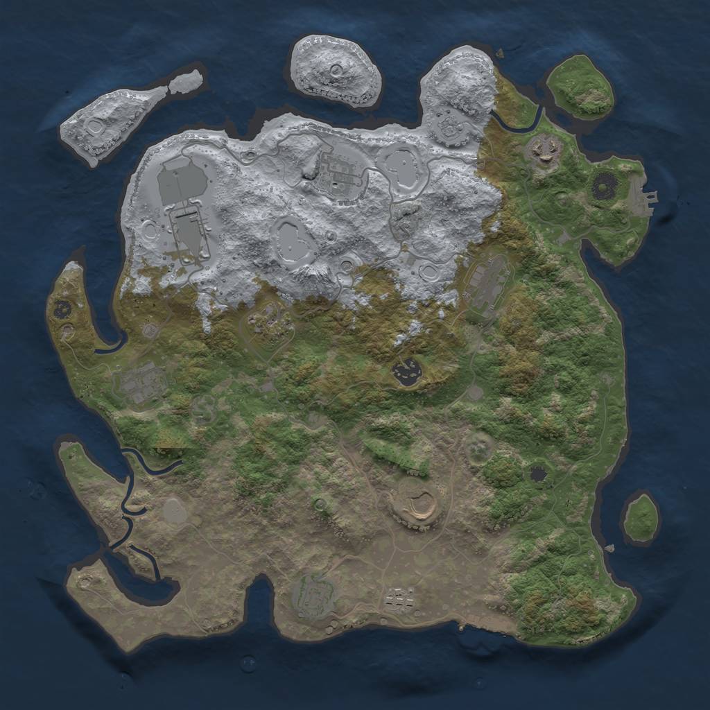 Rust Map: Procedural Map, Size: 3850, Seed: 2600802, 19 Monuments