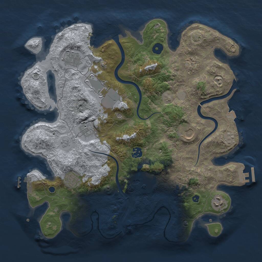 Rust Map: Procedural Map, Size: 3600, Seed: 745208393, 16 Monuments