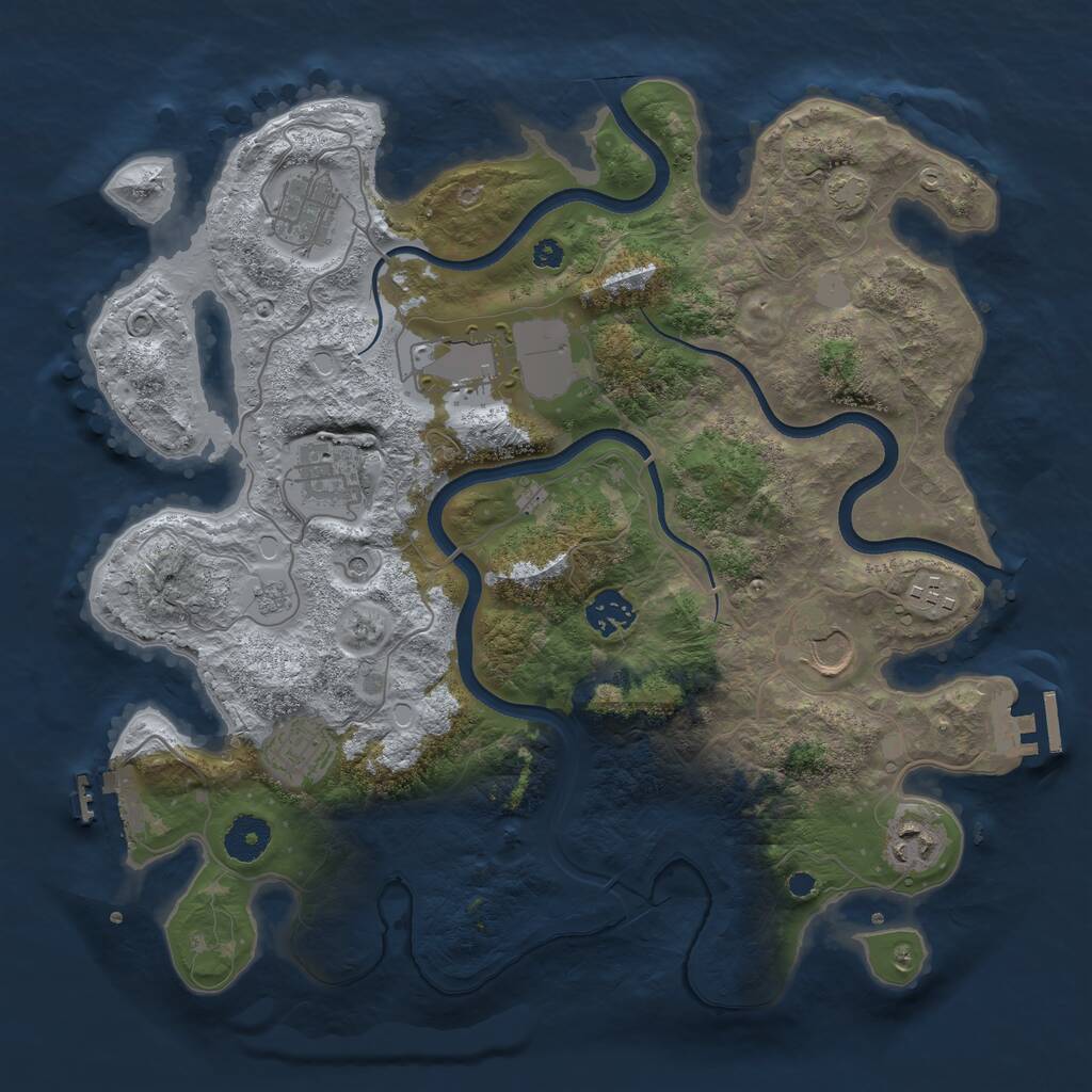 Rust Map: Procedural Map, Size: 3600, Seed: 745208393, 14 Monuments