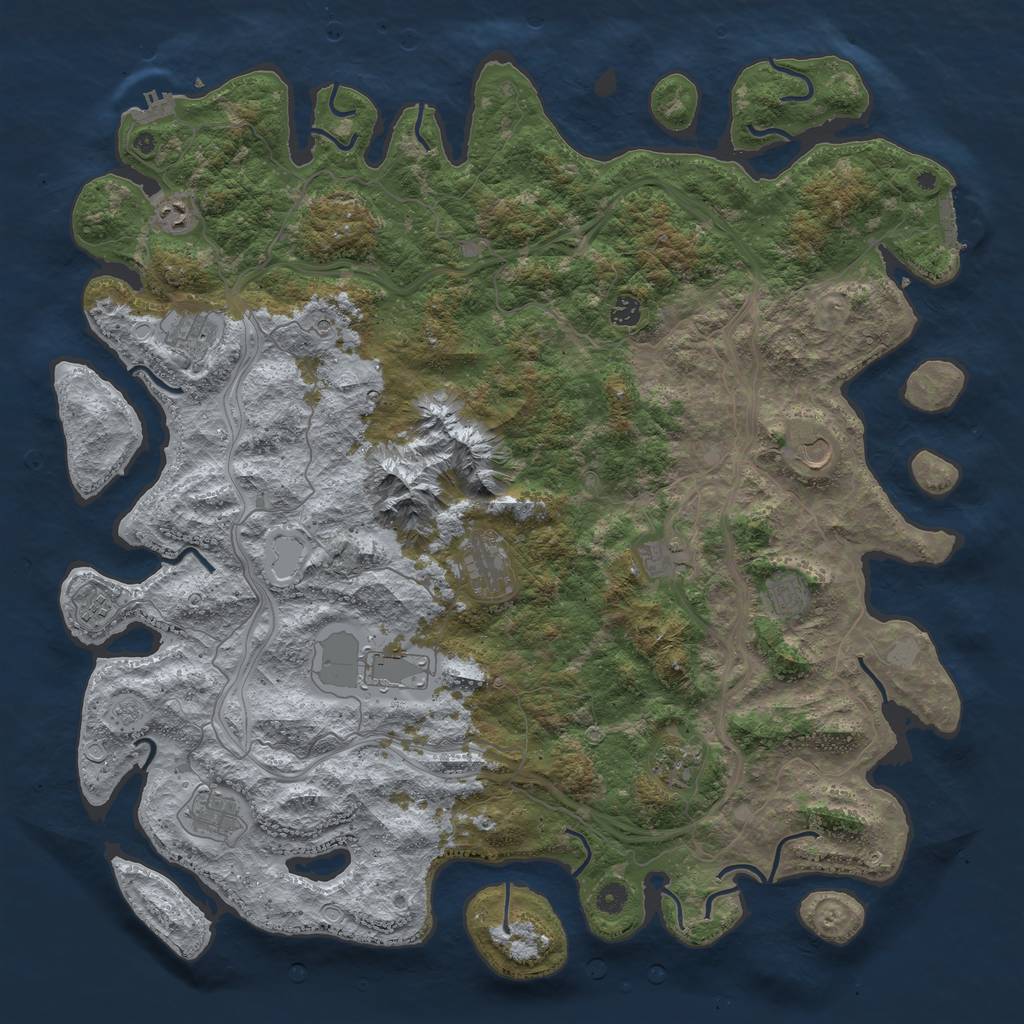 Rust Map: Procedural Map, Size: 5000, Seed: 517526687, 20 Monuments