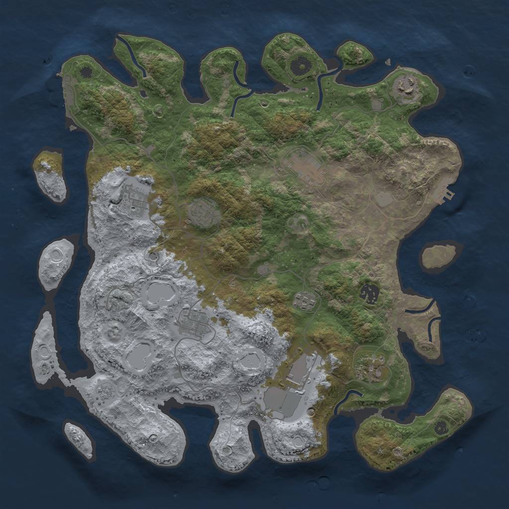 Rust Map: Procedural Map, Size: 3850, Seed: 42818961, 18 Monuments