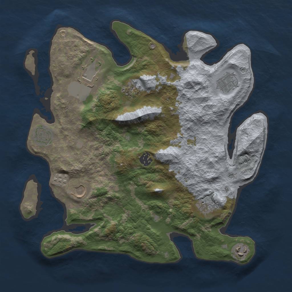 Rust Map: Barren, Size: 3500, Seed: 325897380, 12 Monuments