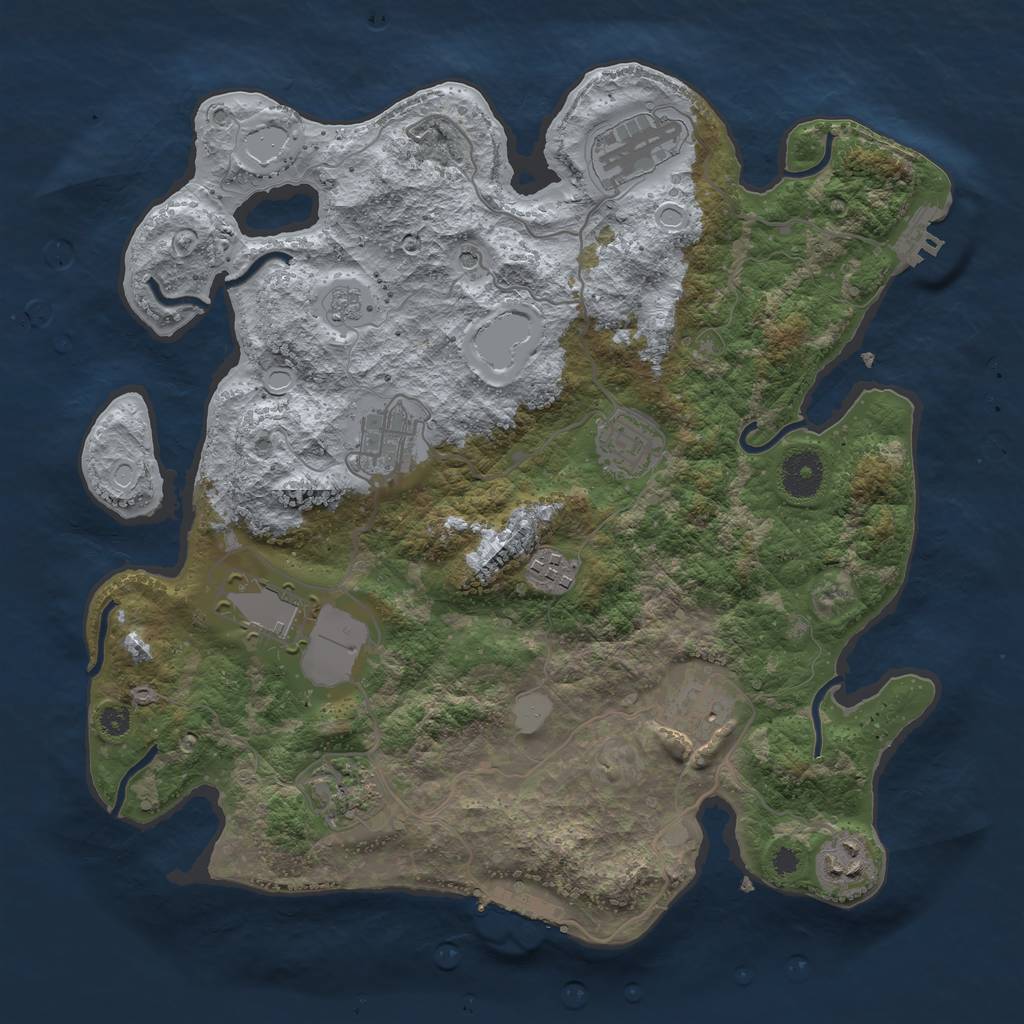 Rust Map: Procedural Map, Size: 3500, Seed: 34580292, 15 Monuments