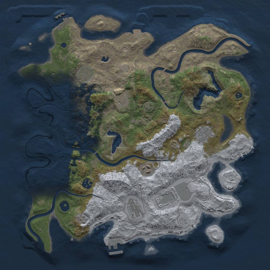 Rust Map: Procedural Map, Size: 4000, Seed: 4549752, 14 Monuments