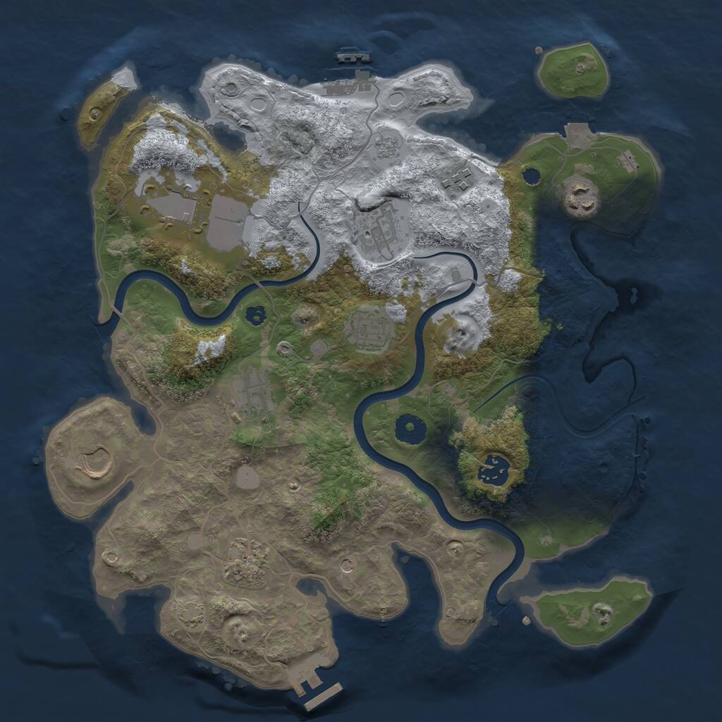 Rust Map: Procedural Map, Size: 3500, Seed: 2115164938, 15 Monuments