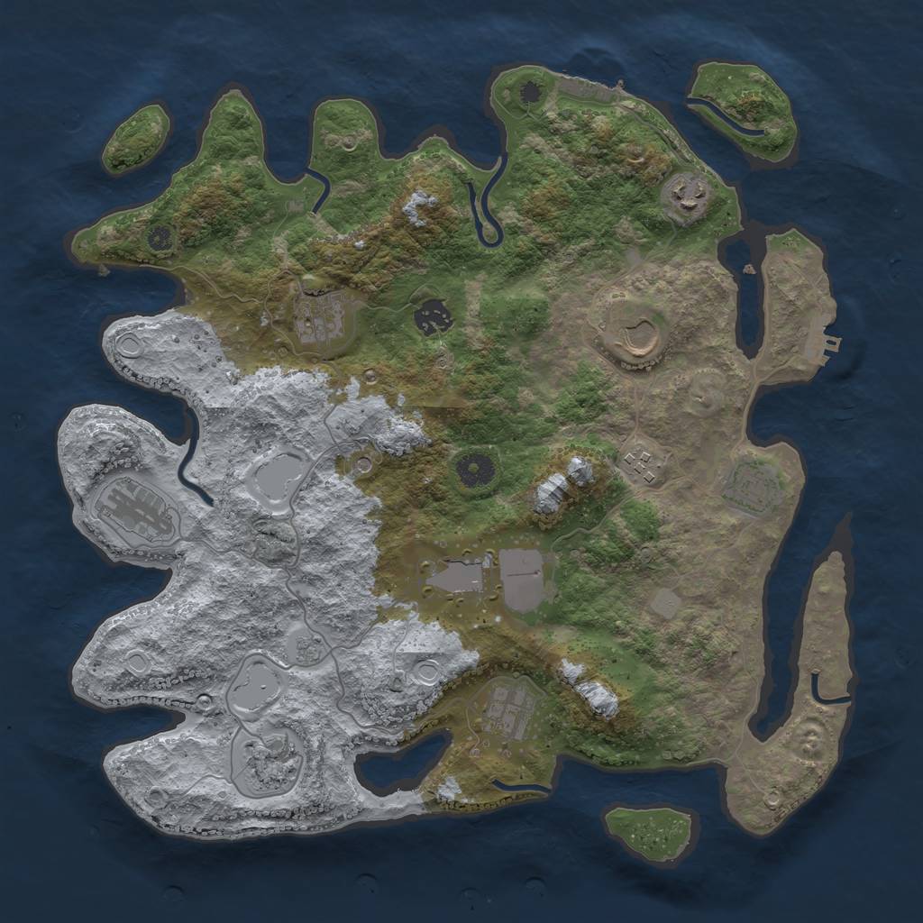 Rust Map: Procedural Map, Size: 3850, Seed: 9896709, 19 Monuments