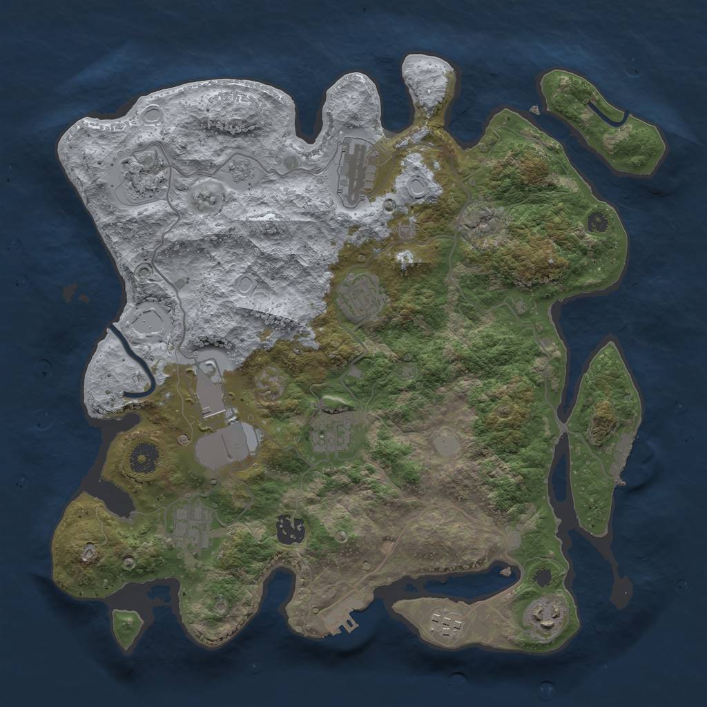 Rust Map: Procedural Map, Size: 3500, Seed: 142124, 17 Monuments