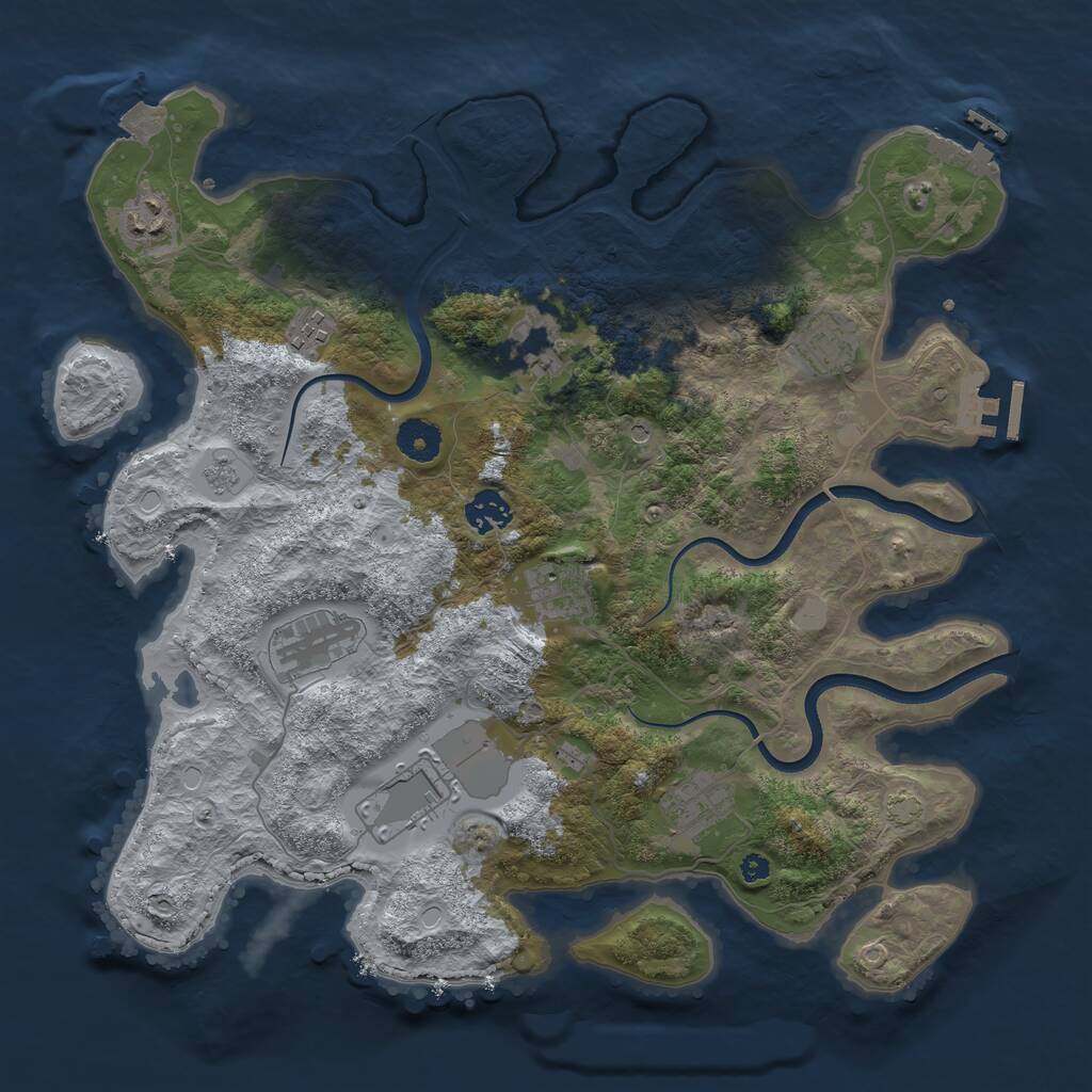 Rust Map: Procedural Map, Size: 3750, Seed: 613241617, 15 Monuments