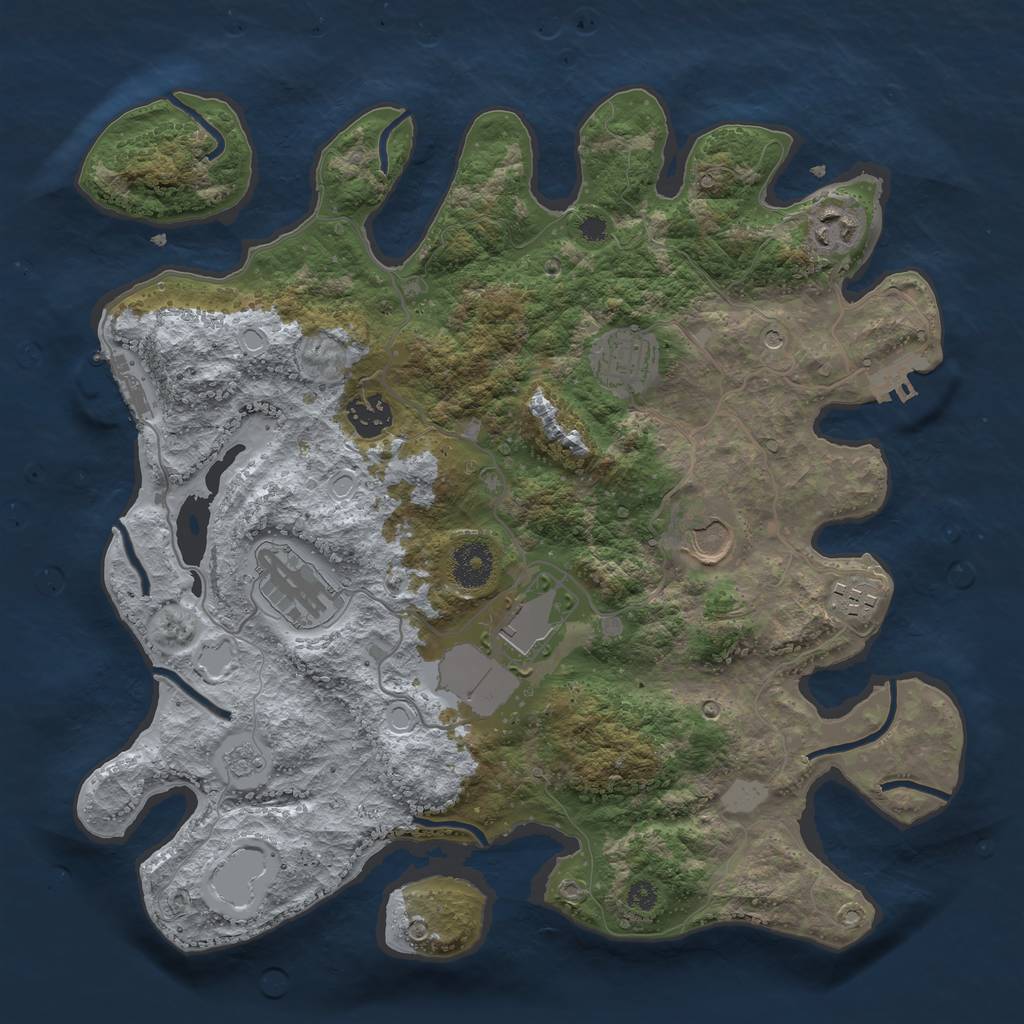 Rust Map: Procedural Map, Size: 3500, Seed: 466167566, 16 Monuments