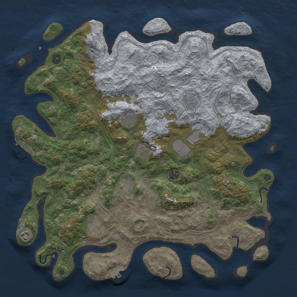 Rust Map: Procedural Map, Size: 4500, Seed: 1224950165, 18 Monuments