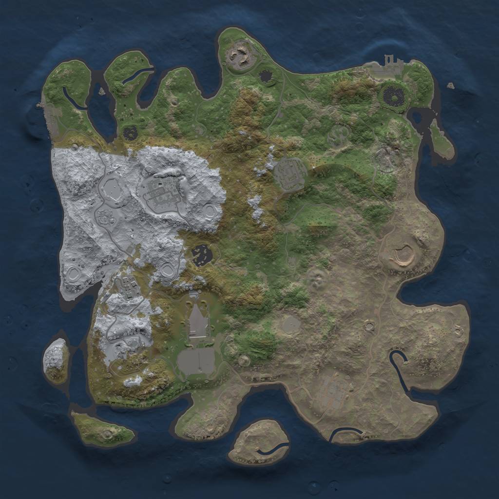 Rust Map: Procedural Map, Size: 3500, Seed: 1876037296, 17 Monuments