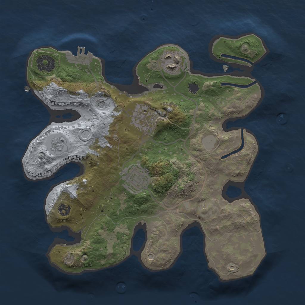 Rust Map: Procedural Map, Size: 2500, Seed: 763685602, 11 Monuments